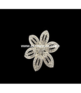 BROCHE FLOR PERLAS NEGRAS Y STRASS - Broches Decorativos