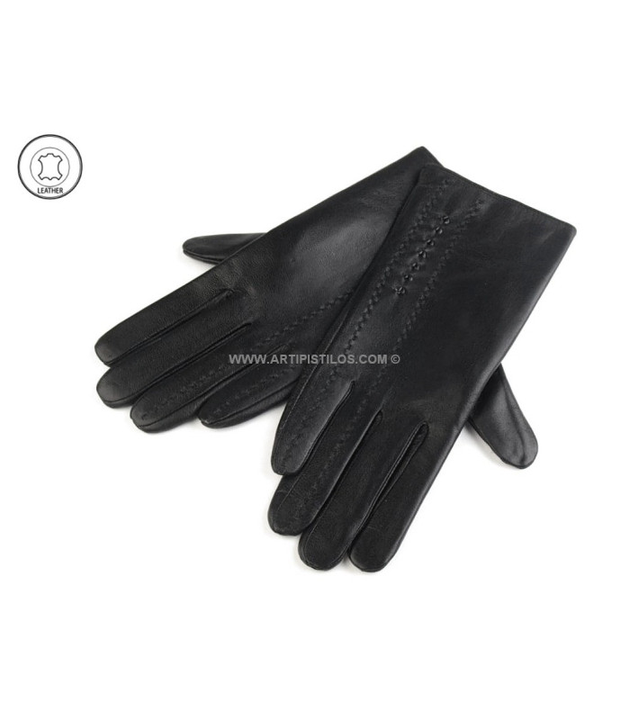  JYDBRT Guantes cortos de cuero con cremallera para mujer,  guantes de invierno de alta calidad para mujer, guantes de cuero mate para  mujer (color : negro, talla : 6.5) : Ropa